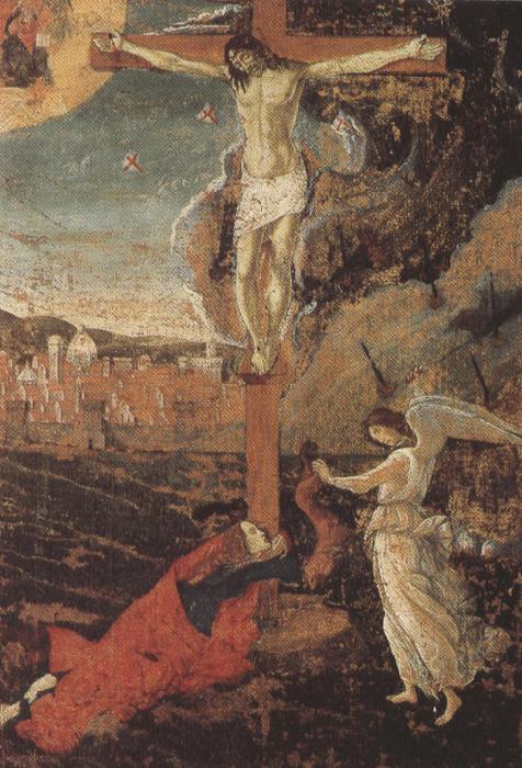 Sandro Botticelli Crucifixion with the Penitent Magdalene and an angel (mk36) Sweden oil painting art